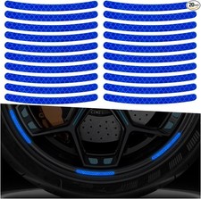 20PCS Blue Reflective Wheel Stripe Stickers, Anti-Scratch Rim Deca Color: Blue