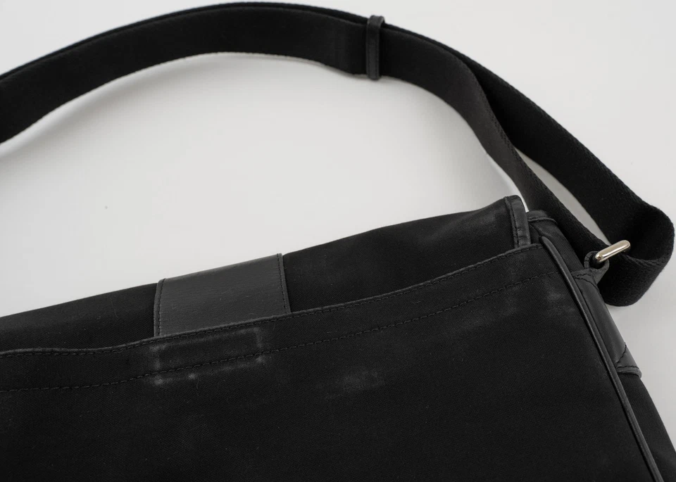 Maletín para computadora portátil Coach 5411 vintage de lona negra con adornos de cuero Foto 4 de 4