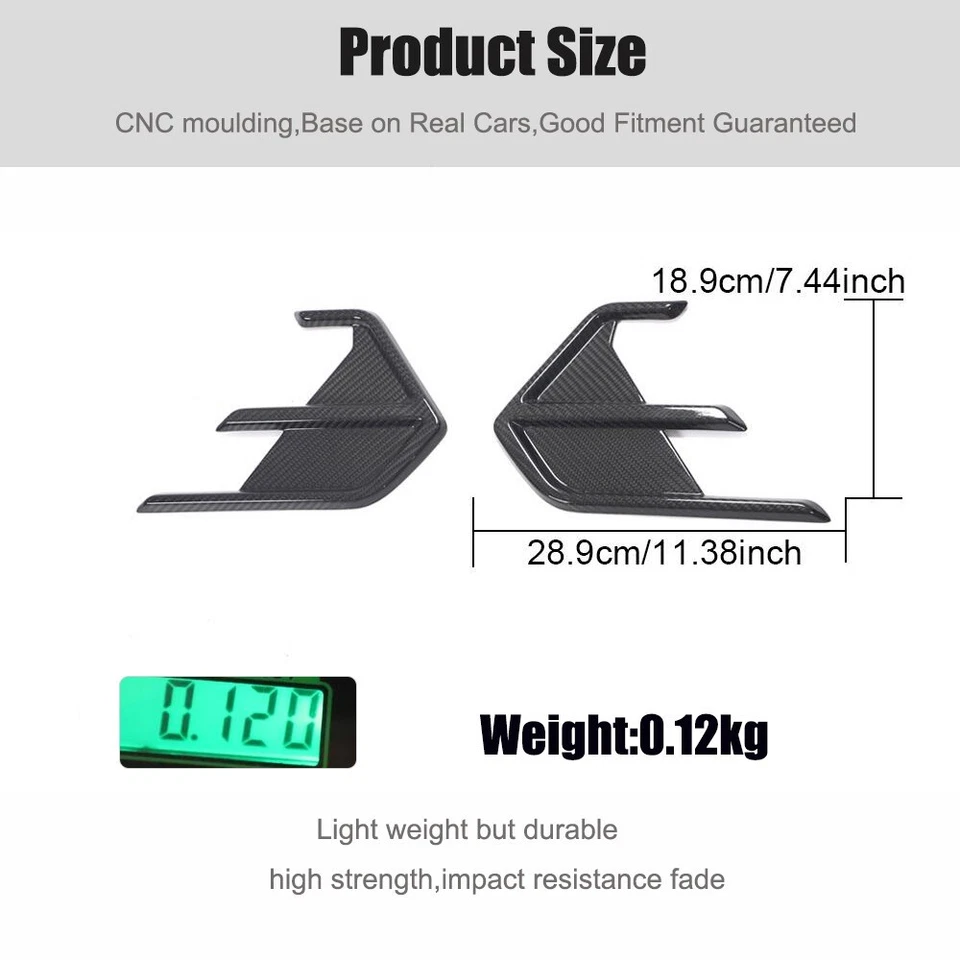 For Audi RS7 RS6 C8 2020-24 Dry Carbon Rear Side Bumper Canards Fins Vent Cover - Image 4 of 4