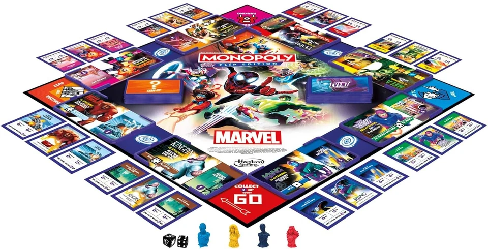 Monopoly Flip Edition: Marvel Board Game   Ages 8 and Up   2 to 4 Players   Fami - Image 2 of 4