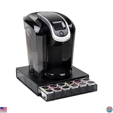 Mind Reader Coffee Pod Organizer - Black Metal Drawer for 36 Pods, 12.75" x 13