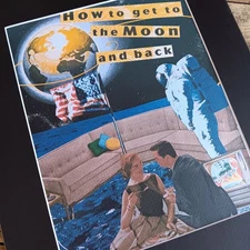 Collage Art PRINT "How to Get to the Moon" in Matting Original Handmade Analog