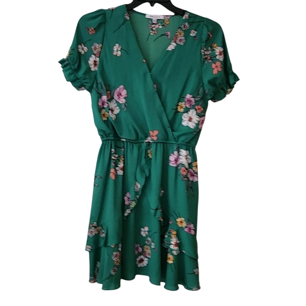 Purple Snow Short Sleeve Green Dress Size XL