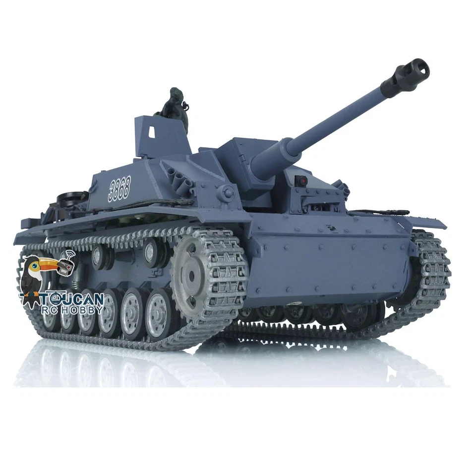 US Stock 7.0 Henglong 1/16 Stug III RTR RC Tank 3868 Metal Wheels Smoke Infrare - Image 4 of 4