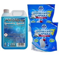 PROline Spring Linen Laundry Liquid and 100 WOW Pods Dishwasher Tablets