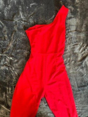 SHEIN Red One Shoulder Wide Leg Jumpsuit Women s Large L Evening Party BNWT