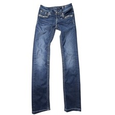 Miss Me Girls Skinny Jeans Size 12 Dark Wash Embellished Sequin KE8152S2