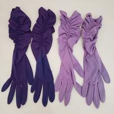 Vintage 2 PR Opera Gloves Ruched Dark Purple and Lilac READ Description AS IS