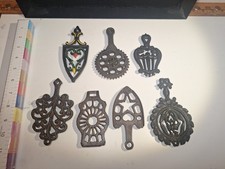 LOT 7 Small Cast Iron Trivet Vintage Mini Hot Plate Wall Decor Footed Sad Iron