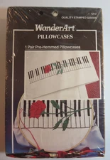 Wonder Art Piano Rose ~ Stamped/Pre-Hemmed Pillowcases ~ Set