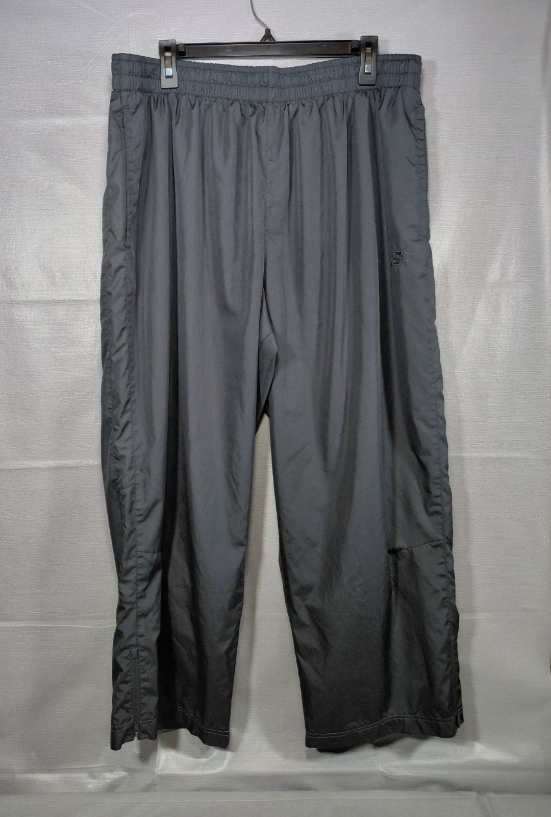 Starter Track Pants Men's 2XL Windbreaker Ankle Zip Logo Baggy Black