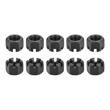 10Pack M18x2.5mm Slotted Hexagon Castle Nuts Carbon Steel Blackened Nuts Black