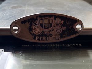 Vintage Body by Fisher body plate, 2.5 inch oval, looks very original
