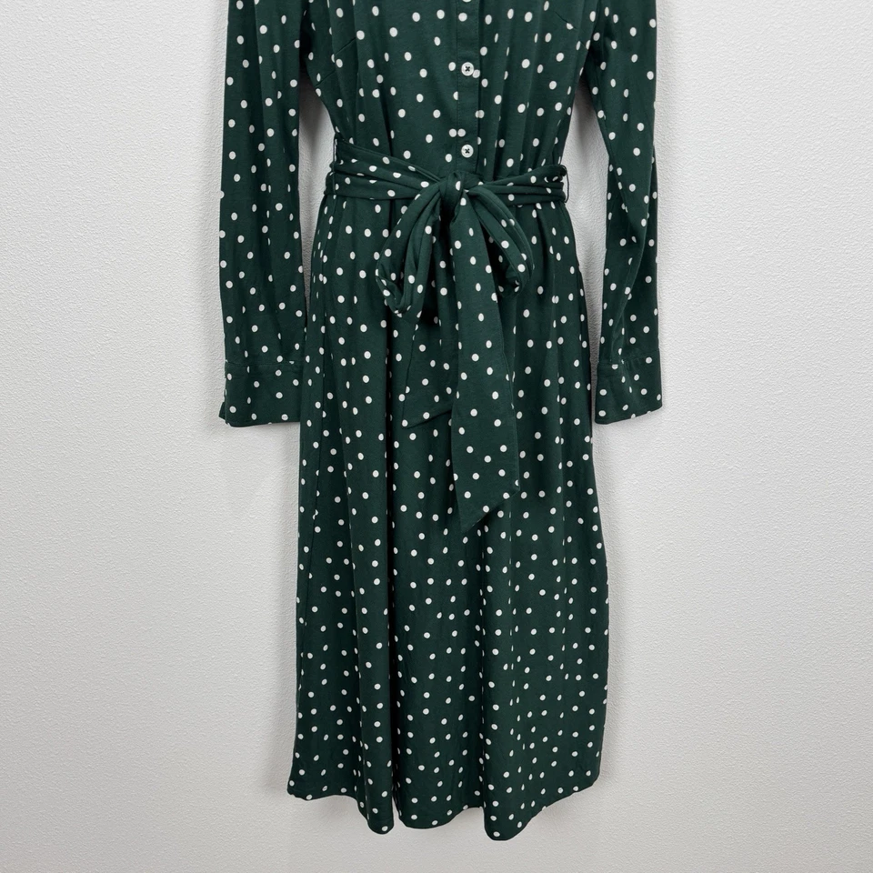 Boden Dress Womens 10P Green Polka Dot Midi Shirt Dress Holiday Preppy Christmas - Image 3 of 4
