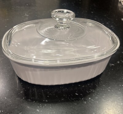 Corning Ware F-12-B French White Oval Liter Casserole Baking Dish Pyrex  Lid