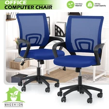 2 PCS Fabric Blue Ergonomic Office Chair Executive Chair Computer PC Desk Chair