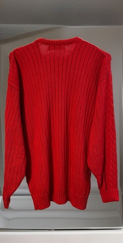 Vintage Jantzen Sweater Women Size XLT Red Crew Neck Cable Knit Fisherman Heavy - Picture 9 of 12
