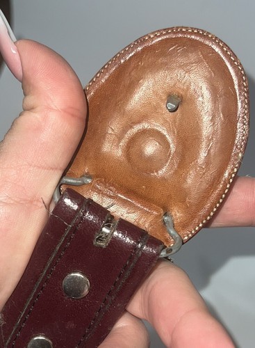3D DDD Western Mens Belt Ostrich Leather Hand Tooled Brown Red Size 38 - Picture 4 of 11
