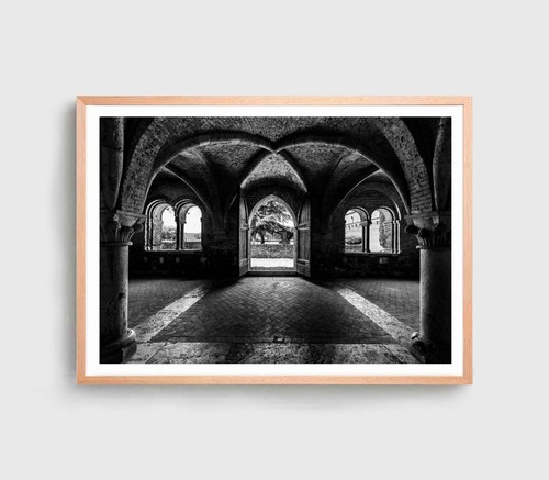 Old Place Print, B&W View Wall Art, Landscape Framed Nature Wall Art,Natural - Picture 5 of 5