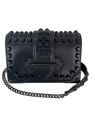 Prada City Calfskin Saffiano Studded Cahier Crossbody Clutch Bag Black Ebay Live