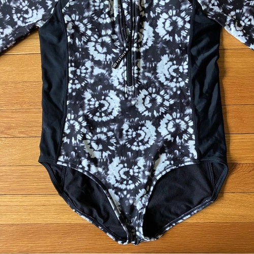 Athleta Girl Black White Floral Beach Long Sleeve One Piece Bathing Suit XXL 16 - Picture 5 of 9