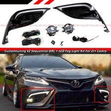 For 21-24 Camry Se Xse V2 Sequential Drl Led Bezel Cover Clear Lens Fog Light For 21-24 Camry Se Xse V2 Sequential Drl Led Bezel Cover Clear Lens Fog Light