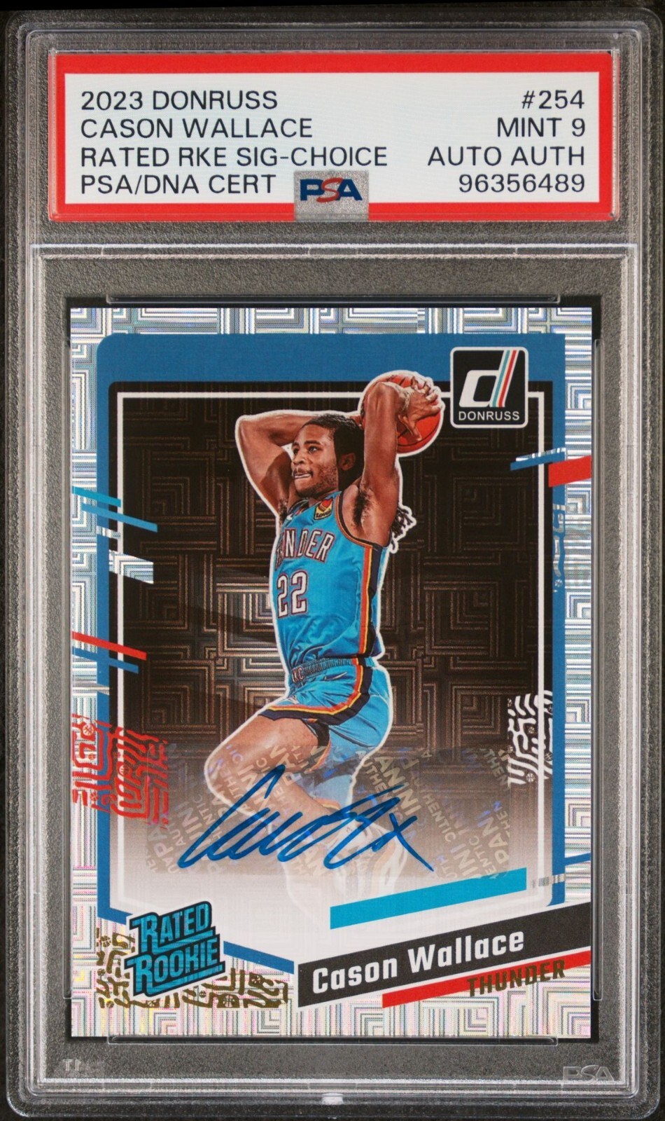 2023 Panini Donruss 254 Cason Wallace Rated Rookie Signature Choice PSA 9