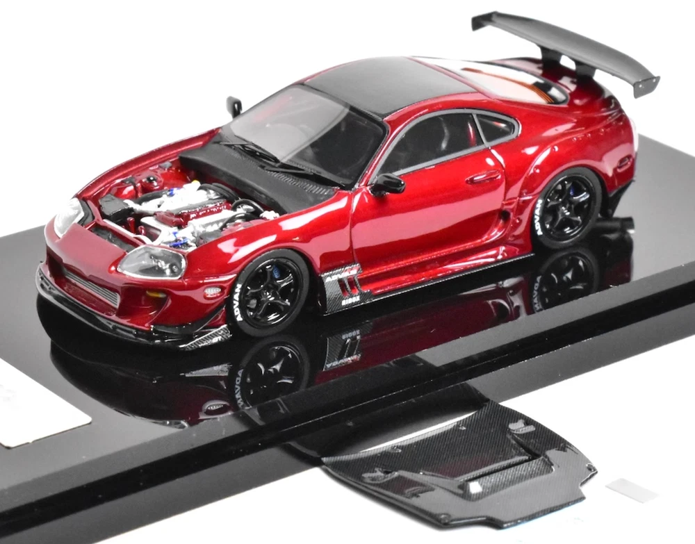 YM 1:64 JDM Red Supra A80 JAZ80 Racing Sports Model Diecast Resin Car
