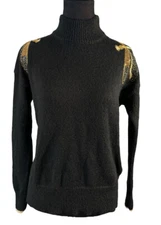 Joules Elise Dragonfly Sweater Black US Sz 2 XS / S Gold Pullover Mohair Blend