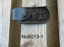 Praying Cowboy Design Large Knife Sheath With Keep In Black