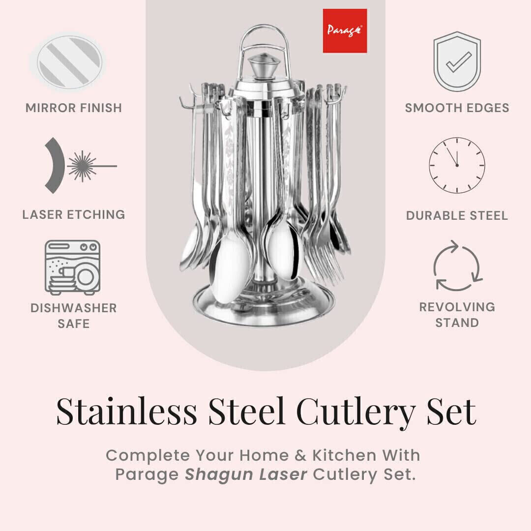 Set Of 24 Pcs Stainless Steel Cutlery Set With Hanging Cutlery Stand