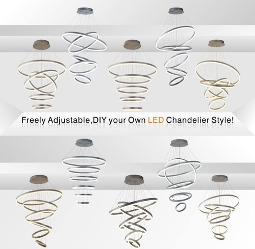 Modern 5 Ring LED Dimmable Chandler By Iaiwai - Picture 4 of 5