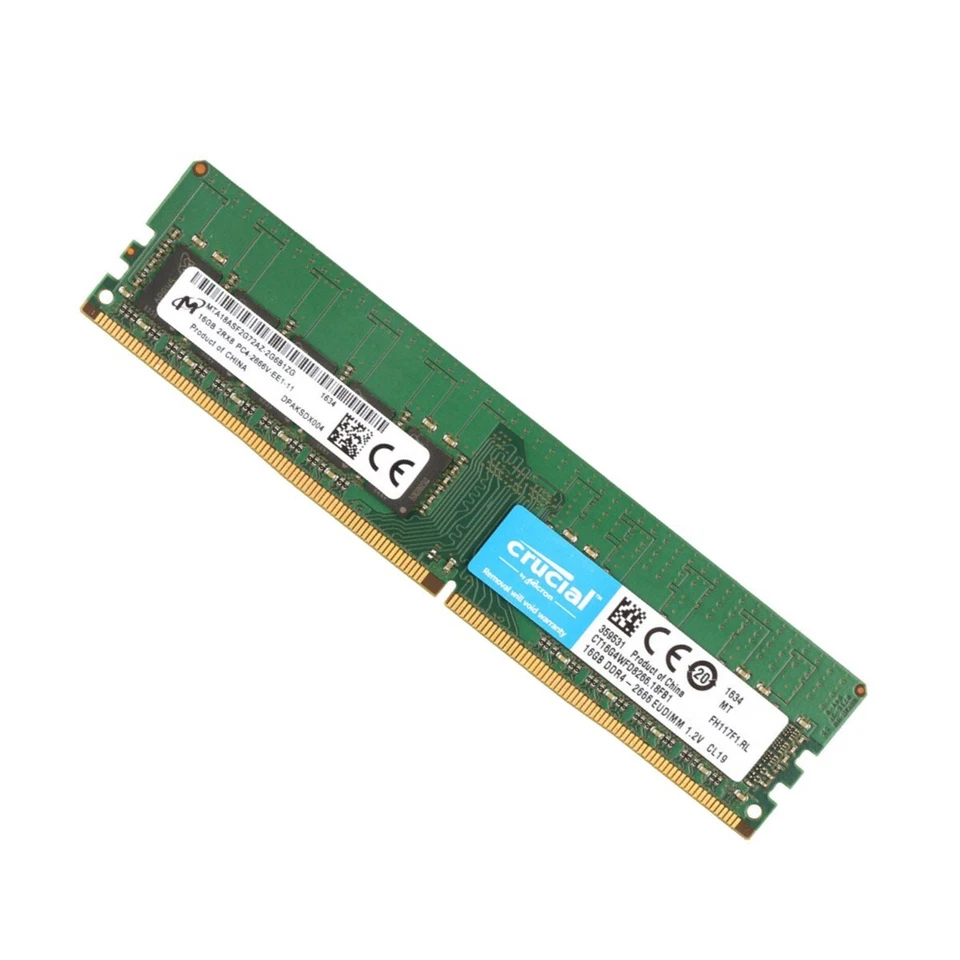 New Crucial 16GB DDR4 2666MHz PC4-21300 2RX8 ECC UDIMM Memory Ram CT16G4WFD8266 - Image 3 of 3