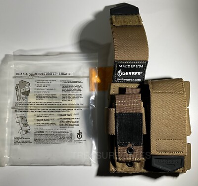 Gerber Custom Fit Dual Quad Sheath MOLLE Coyote Brown MADE IN