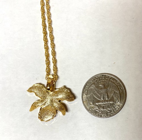 Pretty Enamel Pendant. Orchid Flower White and Purple Enamel Necklace - Picture 2 of 4