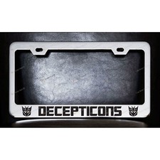 Decepticon Transformers Chrome Metal License Plate Frame Screw Caps