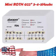 10 Bags Dental Orthodontic Brackets Braces Mini Roth Slot.022 3-4-5 Hooks SA