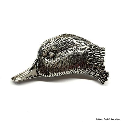 Brosche Entenkopf Zinn Silber UK Handarbeit Kunsthandwerk Stockente Vogel B49