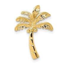 14k Yellow Gold Palm Tree Chain Slide Pendant Perfect Gift for Her