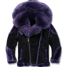 JORDAN CRAIG  KIDS EL JEFE SHEARLING MOTO COAT BLACK IRIS SIZE 5T