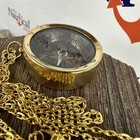 Open Face Brass Compass w/ 27" Chain, Polished Gold Finish, Necklace — photo 4