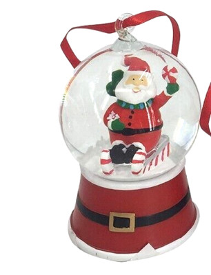 SEASONAL ABODE Snow Globe SANTA CLAUS PRESENTS Christmas Ornament New NWT