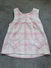 Pink And White Checked Baby Dress 0-3 Months Heart Pockets