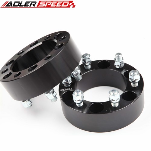 Set (2) 2" 6x139 to 6x139 / 6x5.5 Wheel Spacers Adapters 14x1.5 Studs 6lug Black - Picture 3 of 5