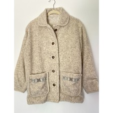 Haband Vintage Bear Style Fleece Jacket Coat Silk Blend Lining Size Small D107