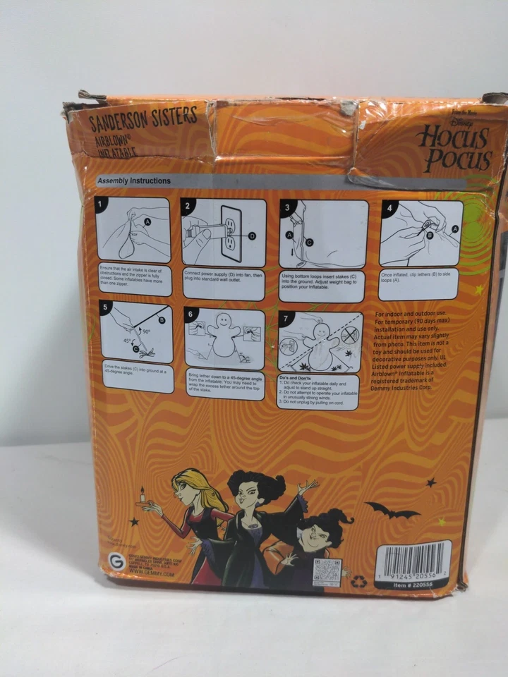Disney Hocus Pocus 5 pies Hermanas Sanderson Halloween patio soplado por aire inflable Foto 3 de 4