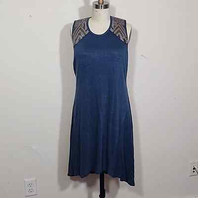 Anthropologie Oliver Linen Beaded Dress Blue Size M | eBay