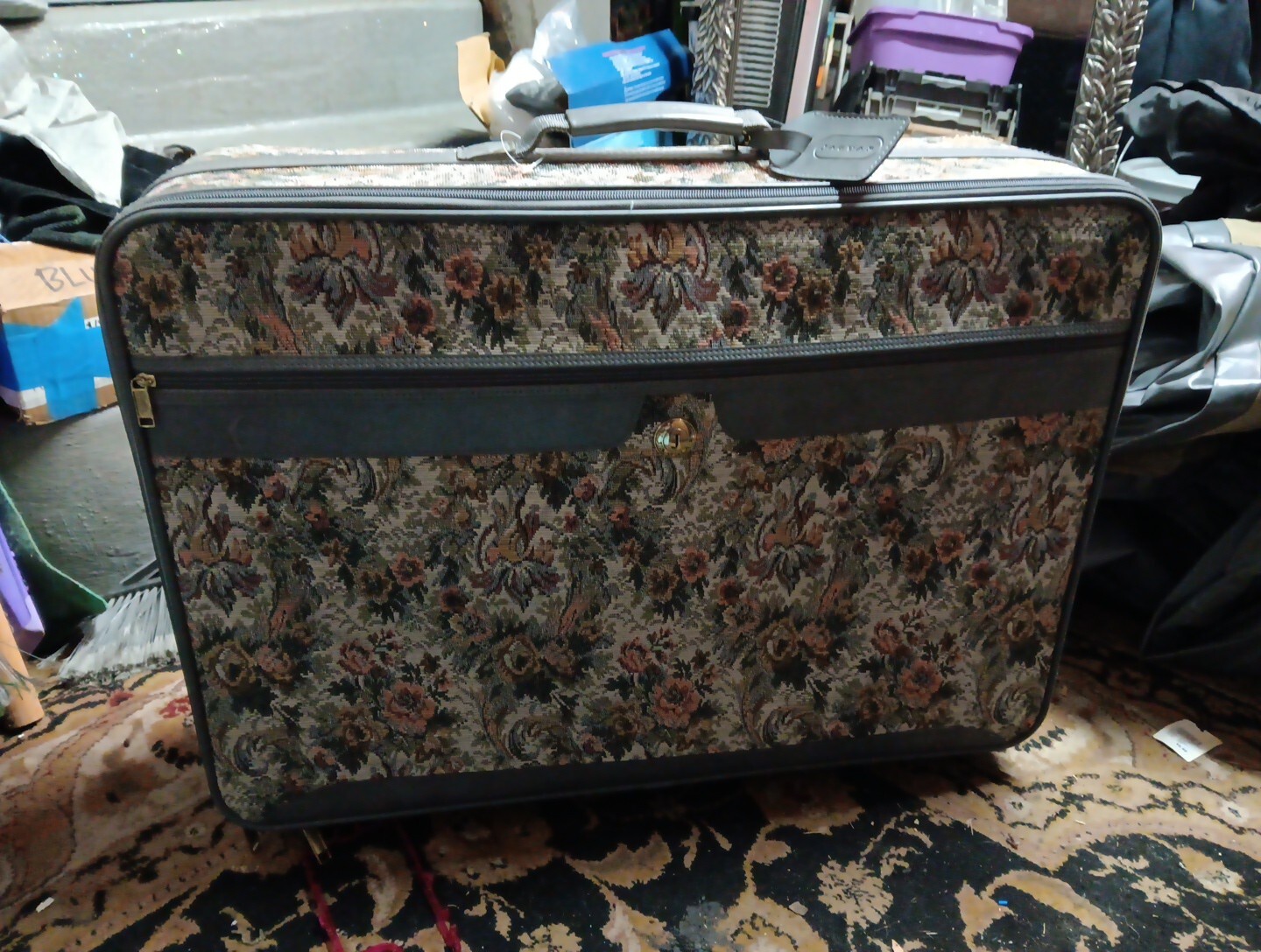 80s Vintage Jaguar Floral 2-Piece Rolling Luggage Set GUC JCPenney