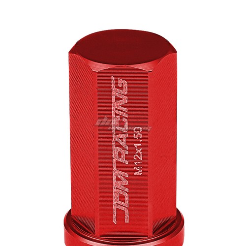 20PCS 50MM RED ALUMINUM 25MM OD M12X1.5 CONICAL CLOSED-END LUG NUTS+ADAPTER - Picture 4 of 5