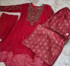 pakistani dress red suit embroidered